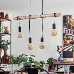 Suspension Soungou Ecru, Noir, 4 Lumieres