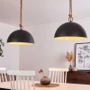 Suspension Teneru Bois Fonce, Noir, 2 Lumieres