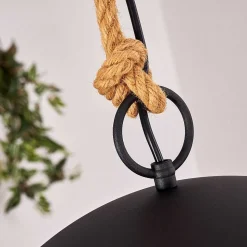 Suspension Teneru Bois Fonce, Noir, 2 Lumieres