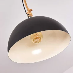 Suspension Teneru Bois Fonce, Noir, 2 Lumieres
