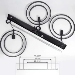 Suspension Tercel Brun Fonce, Nickel Mat, Noir, 3 Lumieres