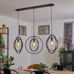 Suspension Tercel Brun Fonce, Nickel Mat, Noir, 3 Lumieres