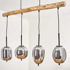 Suspension Verbania Ecru, Noir, 4 Lumieres