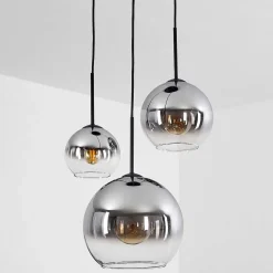 Suspension Verre 15 Cm, 20 Cm, 25 Cm Koyoto Clair, Fume, 3 Lumieres