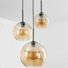 Suspension Verre 20 Cm, 25 Cm, 30Cm Koyoto Ambre, 3 Lumieres