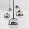 Suspension Verre 15 Cm, 20 Cm, 25 Cm, 30Cm Koyoto Clair, Fume, 5 Lumieres