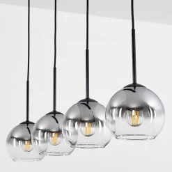 Suspension Verre 15 Cm Koyoto Clair, Fume, 4 Lumieres
