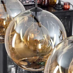 Suspension Verre 30 Cm Koyoto Ambre, 3 Lumieres