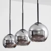 Suspension Verre 15 Cm Koyoto Chrome, Fume, 3 Lumieres