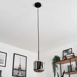 Suspension Verre 15 Cm Lauden Chrome, Fume, 1 Lumiere