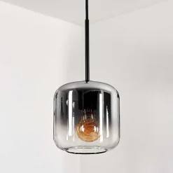 Suspension Verre 15 Cm Lauden Clair, Fume, 1 Lumiere