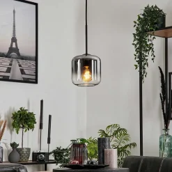 Suspension Verre 15 Cm Lauden Clair, Fume, 1 Lumiere