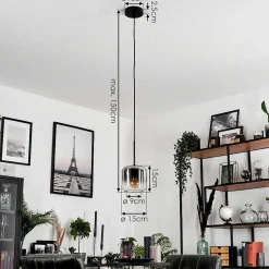 Suspension Verre 15 Cm Lauden Clair, Fume, 1 Lumiere