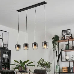 Suspension Verre 15 Cm Lauden Clair, Fume, 4 Lumieres