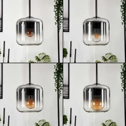 Suspension Verre 15 Cm Lauden Clair, Fume, 4 Lumieres