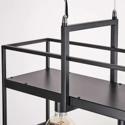 Suspension Victorine Chrome, Noir, 4 Lumieres