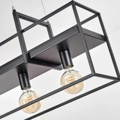 Suspension Victorine Chrome, Noir, 4 Lumieres