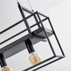 Suspension Victorine Chrome, Noir, 5 Lumieres