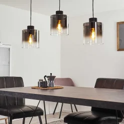 Suspension Wichit Noir, 3 Lumieres