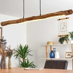 Suspension Winterthur Led Bois Clair, Noir, 1 Lumiere
