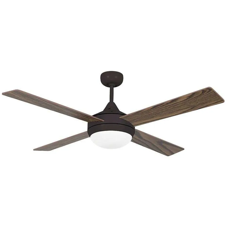 Ventilateur De Plafond A Lampe Faro Barcelona Icaria Brun, Bois Fonce, 2 Lumieres, Telecommandes