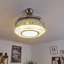 Ventilateur De Plafond Bendigo Led Nickel Mat, Transparent, 1 Lumiere