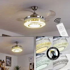 Ventilateur De Plafond Bendigo Led Nickel Mat, Transparent, 1 Lumiere