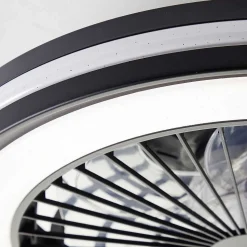 Ventilateur De Plafond Brilliant Palmero Noir, 1 Lumiere, Telecommandes, Changeur De Couleurs