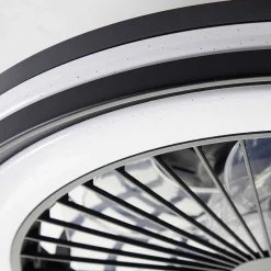 Ventilateur De Plafond Brilliant Palmero Noir, 1 Lumiere, Telecommandes, Changeur De Couleurs