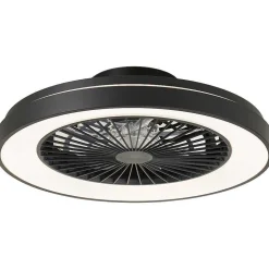 Ventilateur De Plafond Brilliant Mazzaro Led Noir, 1 Lumiere, Telecommandes, Changeur De Couleurs