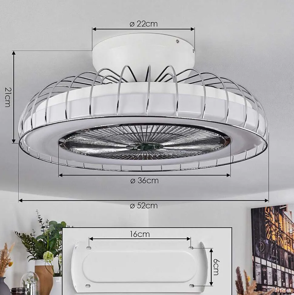 Ventilateur De Plafond Burmeister Led Blanc, 1 Lumiere, Telecommandes
