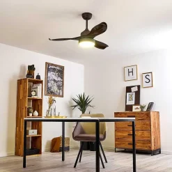 Ventilateur De Plafond Doha Led Brun, 1 Lumiere, Telecommandes