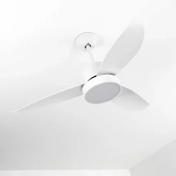 Ventilateur De Plafond Doha Led Blanc, 1 Lumiere, Telecommandes