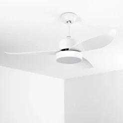 Ventilateur De Plafond Doha Led Blanc, 1 Lumiere, Telecommandes