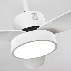 Ventilateur De Plafond Doha Led Blanc, 1 Lumiere, Telecommandes