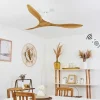 Ventilateur De Plafond Follseland Brun Clair, Couleur Bois, Blanc, Telecommandes