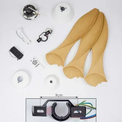 Ventilateur De Plafond Follseland Brun Clair, Couleur Bois, Blanc, Telecommandes