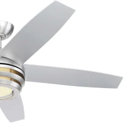 Ventilateur De Plafond Globo Viviana Led Nickel Mat, 1 Lumiere, Telecommandes