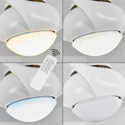 Ventilateur De Plafond Malloa Led Blanc, 1 Lumiere, Telecommandes