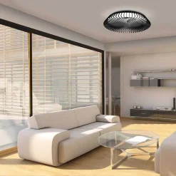 Ventilateur De Plafond Mantra Himalaya Led Noir, 1 Lumiere, Telecommandes