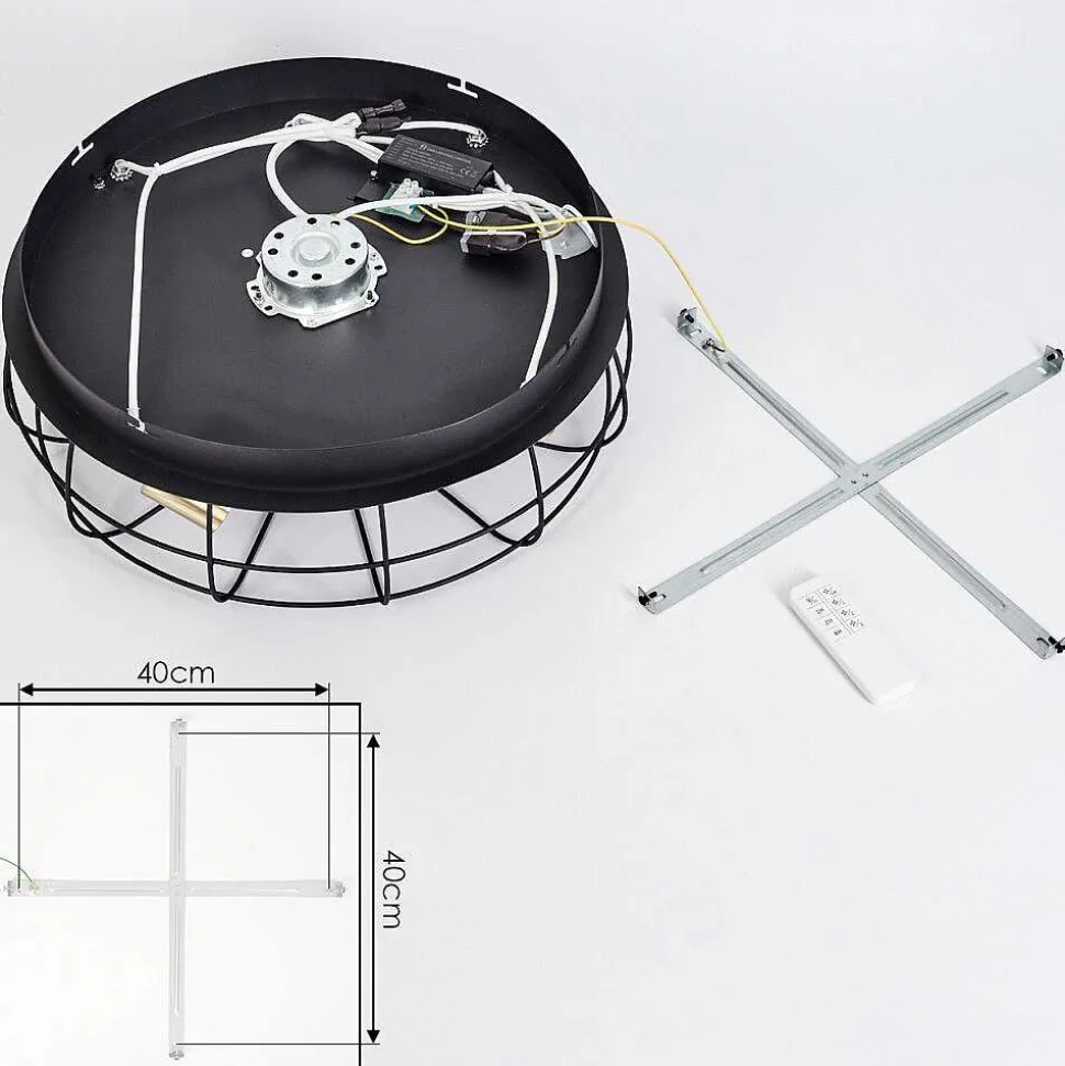 Ventilateur De Plafond Moscavide Laiton, Noir, 4 Lumieres, Telecommandes
