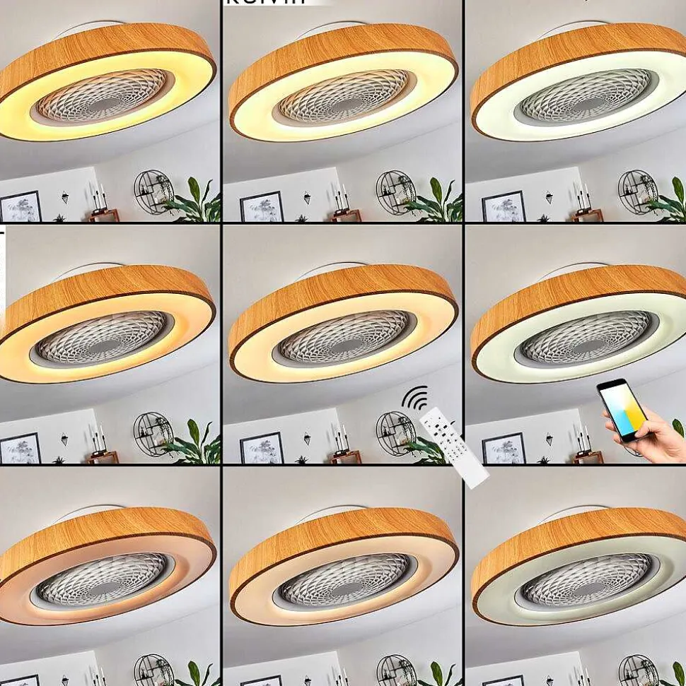 Ventilateur De Plafond Penon Led Blanc, 1 Lumiere, Telecommandes