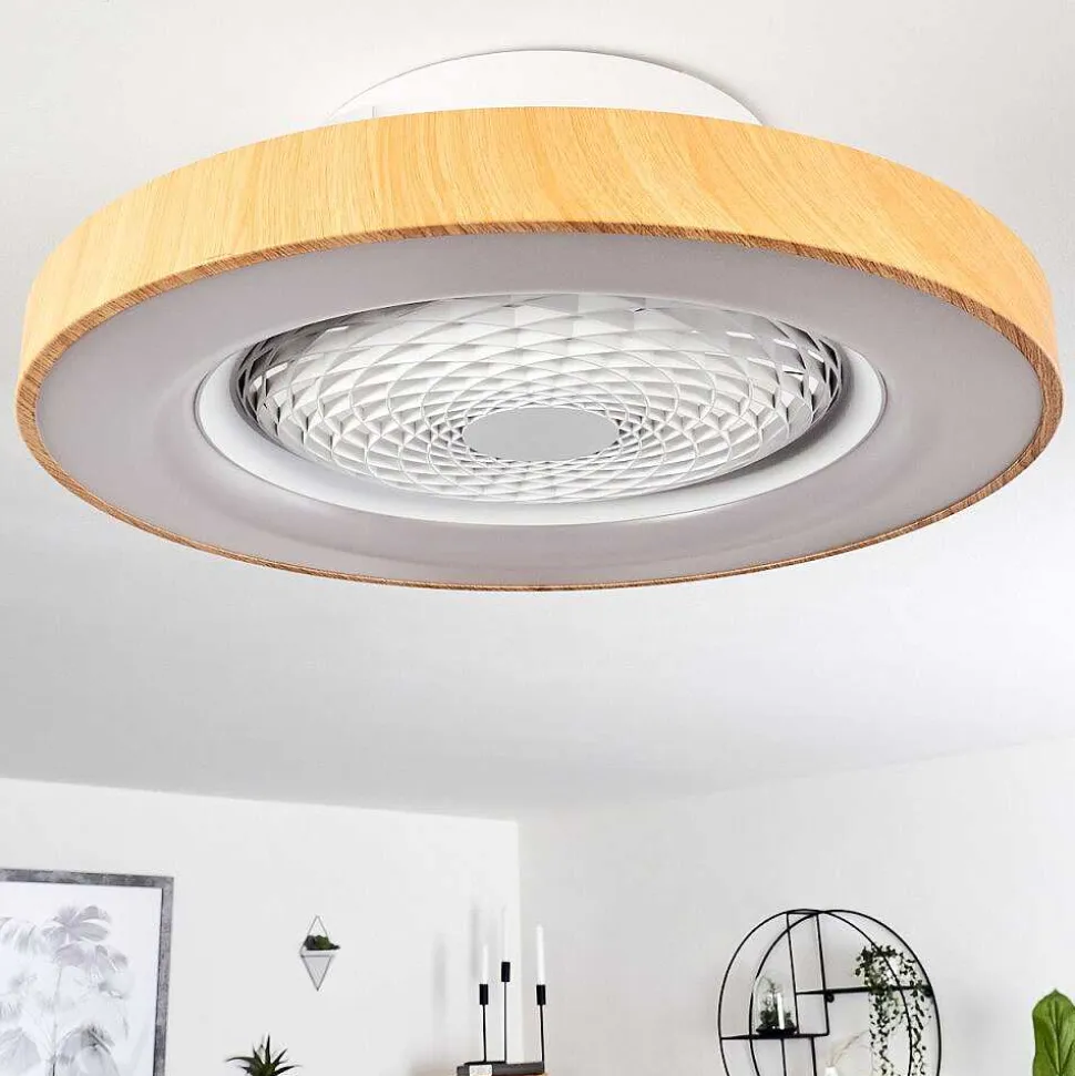 Ventilateur De Plafond Penon Led Blanc, 1 Lumiere, Telecommandes