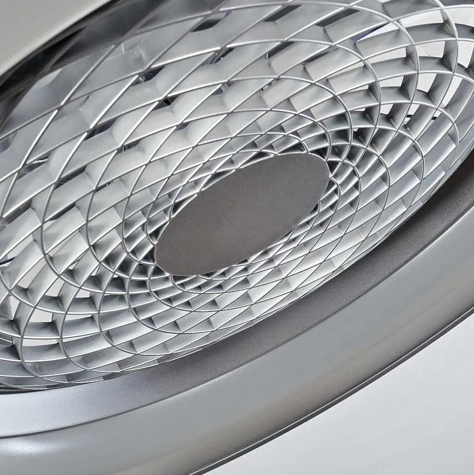 Ventilateur De Plafond Penon Led Argente, 1 Lumiere, Telecommandes