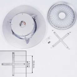 Ventilateur De Plafond Penon Led Argente, 1 Lumiere, Telecommandes