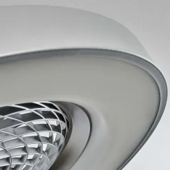 Ventilateur De Plafond Penon Led Argente, 1 Lumiere, Telecommandes