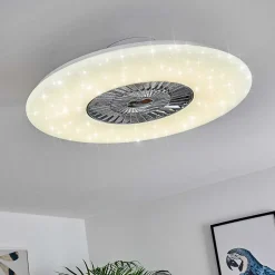 Ventilateur De Plafond Petrovac Led Chrome, Blanc, 1 Lumiere, Telecommandes