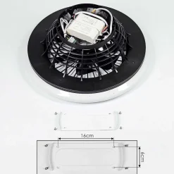 Ventilateur De Plafond Piraeus Led Noir, 1 Lumiere, Telecommandes