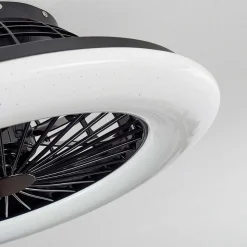 Ventilateur De Plafond Piraeus Led Noir, 1 Lumiere, Telecommandes