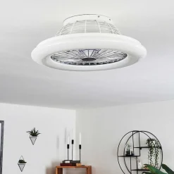 Ventilateur De Plafond Piraeus Led Blanc, 1 Lumiere, Telecommandes, Changeur De Couleurs